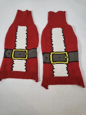 2 Sm Doggie Sweaters Santa Knitted 11-16 lbs - Image 1 of 4