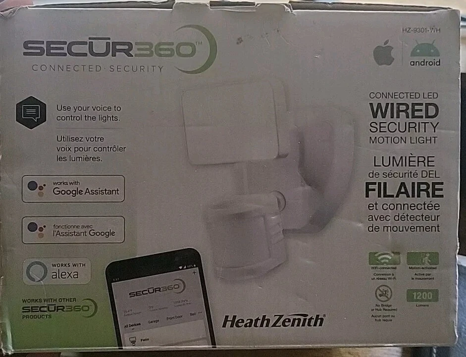 Secur360 Wi-fi Connected White Wired Single Head Voice Activated Motion