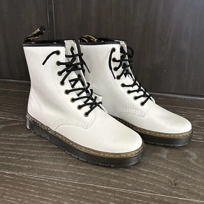 Dr. Martens Zavala Leather Combat Boots White Women’s 10 Men's 9 AW004 - Image 1 of 4