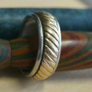 *RETIRED* James Avery 14k Gold & Sterling Silver Fluted Band Ring Size 9