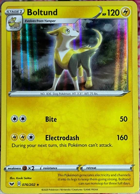 Boltund Holo Rare - 076/202 - Sword & Shield Base Pokemon 2021 - Image 1 of 3