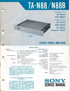 Sony Model TA-N88/N88B Stereo Power Amplifier Service Manual - Picture 1 of 3