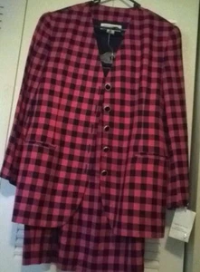 NWT Pink Black Checkered JONES NY Skirt Set-NROR - Picture 1 of 7