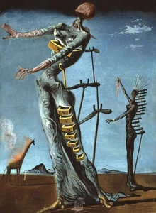 THE BURNING GIRAFFE BY  SALVADOR DALI REPRO CANVAS BOX A4, A3, A2, A1  - Picture 1 of 5