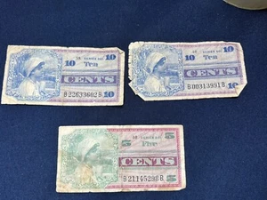 Very Vintage Military Payment Certificates Lot Of 3 - Picture 1 of 9