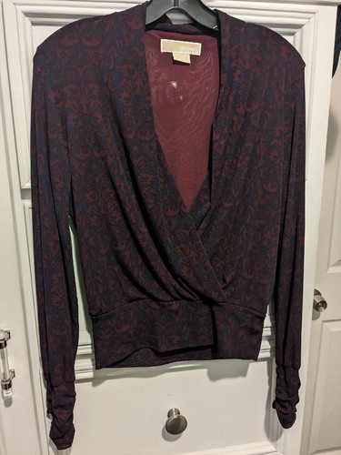 Camicia Michael Michael Kors taglia S V collo manica lunga rossa nera Y2K anni '90