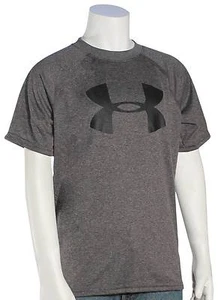 Under Armour Boy's Tech Big Logo T-Shirt - Carbon Heather / Black - New - Picture 1 of 1