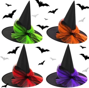 Mepase 4 Pieces Halloween Black Witch Hat Wizard Costume Party Hats for... - Picture 1 of 7