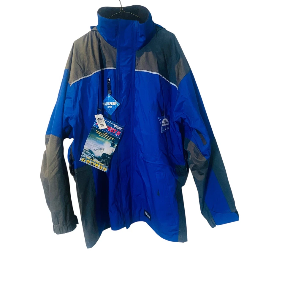 Viking Tempest II Hombres Chaqueta de Lluvia Abrigo 2XL Capucha Extraíble NUEVO Impermeable Azul Foto 1 de 4