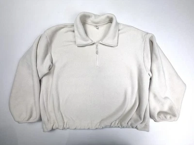 Uniqlo Fleece Half-Zip Pullover Shirt Off White Recycled Polyester Women's L - Image 1 of 4