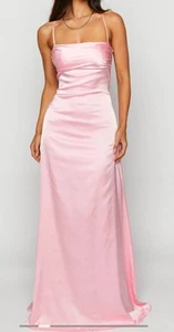 Beginning Boutique Pink Satin Maxi Dress Gown Size 0, NWT - Picture 1 of 2
