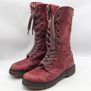 Dr Martens Triumph Boot Red Leather Fold Over Floral 12 Eye Doc Combat 7 Grunge - Bild 1 von 21