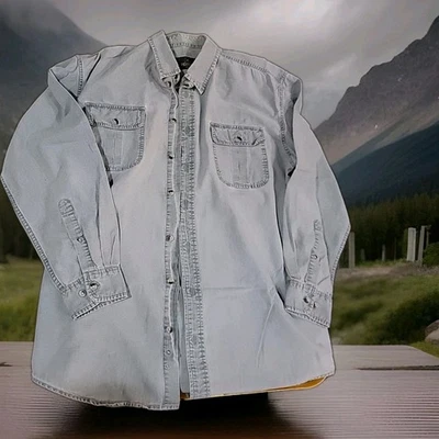Denim Shirt RedHead Mens Lt Blue Button down Front Workwear  Outdoor Hunting - Image 1 of 4