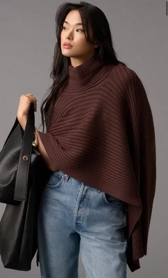 Nuevo con etiquetas Poncho Capa Acanalado Drapeado By Anthropologie Talla Única Marrón Otoño Foto 1 de 4