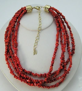 Collar American West Vintage Boxd Relios Carolyn Pollack Coral Pepita 5 hebras - Imagen 1 de 14