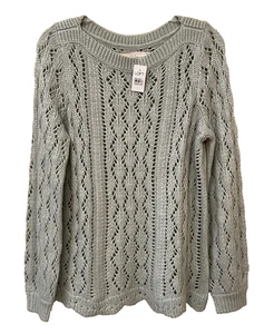 LOFT NEU Neu mit Etikett Größe Large offener Strickpullover meerschaumgrün gewellter Boden - Bild 1 von 12