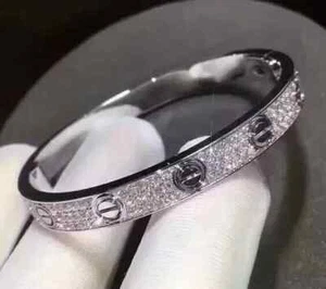 5Ct Round Cut Lab Created Diamond Women's Bangle Bracelet 14K White Gold Plated - Picture 1 of 2