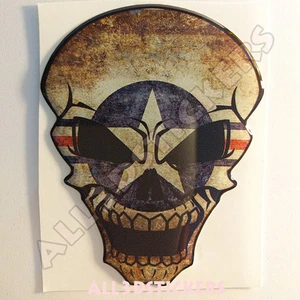 Adesivi Resinati Cranio Skull Bandiera Coccarda USA Stati Uniti Sticker 3D - Imagen 1 de 3