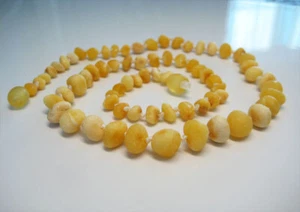 Raw White Yellow Genuine Baltic Amber Necklace 9 gr. 46 cm Gemstone !!! - Picture 1 of 5
