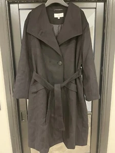 La Redoute Wool Blend Belted Tailored Coat Size 20 Shawl Dark Navy RRP £120 - Picture 1 of 9