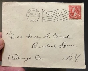 1896 Washington DC flag cancel to Miss Grace A Wood Central Square New York - Picture 1 of 2