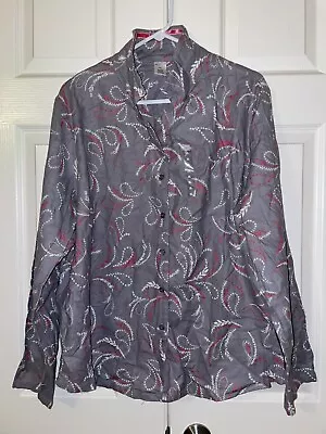 LIZ CLAIBORNE 100% COTTON PAISLEY PAJAMA SLEEPWEAR TOP ~XL GRAY MULTICOLORED - Image 1 of 3
