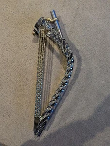 BENT CHROME TWISTED SPRINGER FORK,TRIPLE GOLD BARS, 26" BEACH CRUISER BICYCLES - Picture 1 of 8