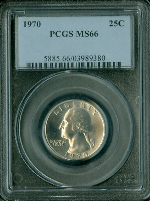 1970 WASHINGTON QUARTER PCGS MS66 TOUGH DATE . - Image 1 of 2