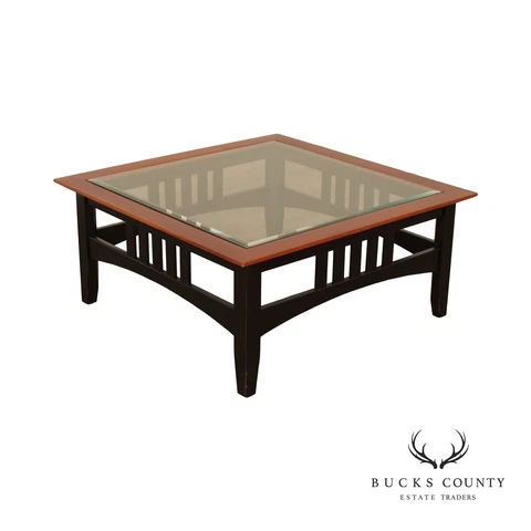 Ethan Allen Mission Style 'American Impressions' Square Glass Top Coffee Table Cover