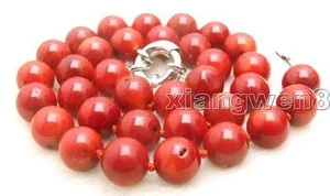 Fashion 12-13mm Round Natural Red Coral Necklace for Women 17" Chokers Jewelry - Picture 1 of 6