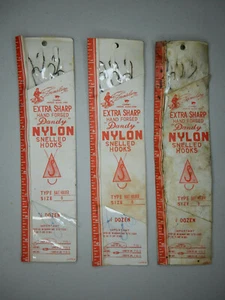 Vtg. Danielson Snelled Hooks_ 2 Pkgs: Size 6 (12 Hooks)_1 Pkg: Size 8 (4 Hooks) - Picture 1 of 2
