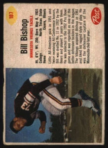1962 Post Cereal #187 Bill Bishop GVG Vikings 576334 - Picture 1 of 2