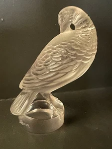 Lalique Crystal Tourterelle Preening Turtle Dove Bird Letter Seal Stamp Signed - Picture 1 of 6