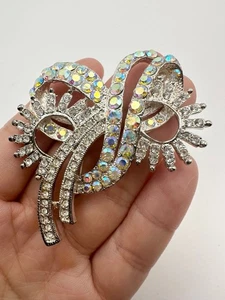 Vintage Brosche silberfarben Strass - Bild 1 von 5