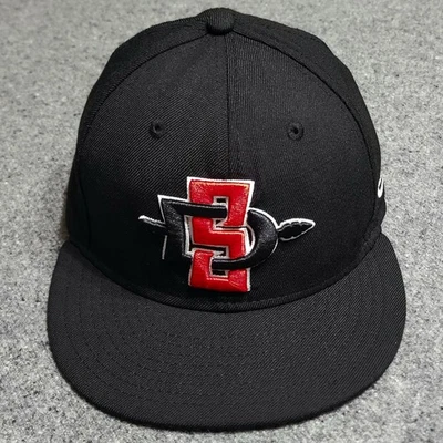San Diego State Aztecs Hat Baseball Cap Men 7 3/8 Black Wool 59fifty Fitted  - Image 1 of 4