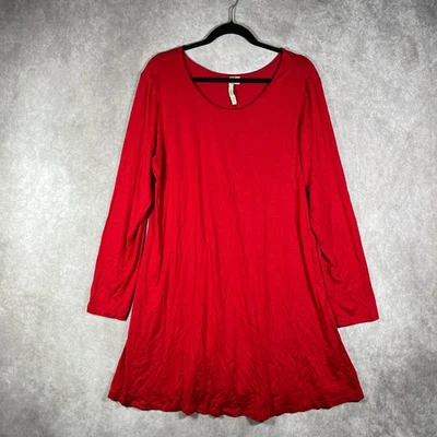 Cómodo Vestido Túnica EE. UU. Para Mujer XL Rojo Manga Larga Columpio Fluido Cuello Redondo Elástico Foto 1 de 4