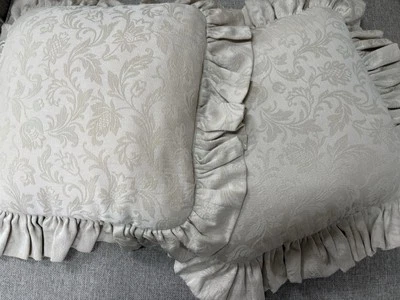 2 Throw Pillows light lime green color Floral Print 17”Set Of 2 - Image 1 of 3