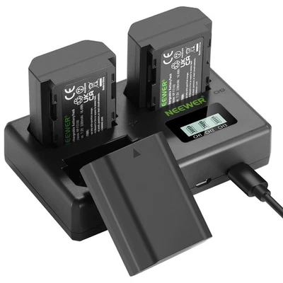 NEEWER 3-Pack NP-FZ100 Battery & Charger Set for Sony A1 A9 A7 Series A6600 A7C