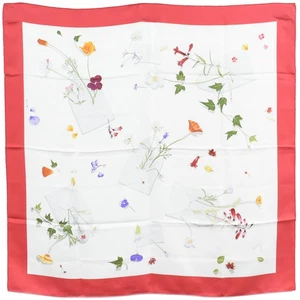 HERMES 100% Silk Carre 90 Des fleurs pour le dire White Red - Picture 1 of 15