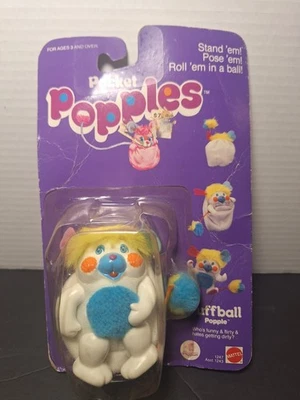 Figura de colección 1985 Pocket Popples Puffball Popple Mattel nueva en tarjeta Foto 1 de 4