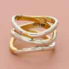 Sterling Silver Gold Plate Wavy Bands Ring Size 6.5