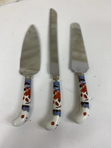 Prill Sheffield Imari England Stainless Steel Porcelain Handle Cake Server Set 3 - Picture 1 of 9