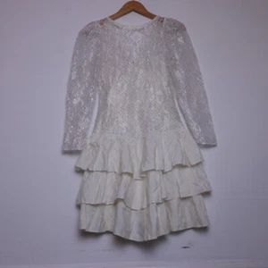 Vintage Rampage Mini Dress Small Iridescent Love Shack Sweetheart Lace Ruffled - Picture 1 of 15