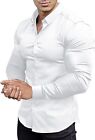 EOUOSS Men’s Muscle Fit Dress Shirts Athletic Slim Fit Long Sleeve Stretch -F...