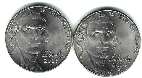 2016-P+D Uncirculated Two Types Jefferson Nickel Five Cent Coins! Cover