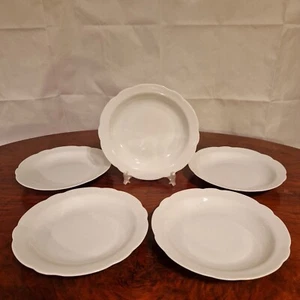 Schirnding Bavaria 5 Suppenteller Weiß Wellenrand Ø 22,9cm Porzellan - Bild 1 von 3