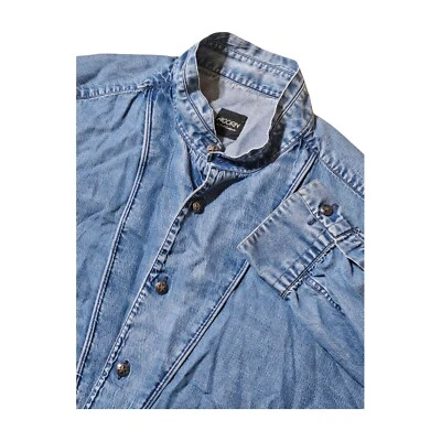 VTG Acorn By Bib Goldfeder Unisex LS Metal Star Button Strip French Cuff Size L - Image 1 of 4