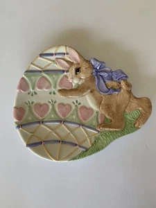 Fitz & Floyd Essentials Easter Egg Bunny Rabbit Plate 9" - Picture 1 of 12