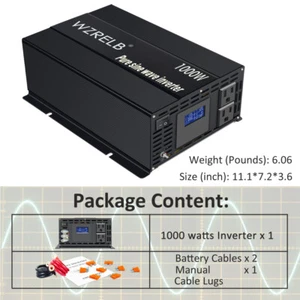 Wechselrichter 1000W Reiner Sinus Spannungswandler 36V 230V Power Inverter Truck - Zdjęcie 1 z 6