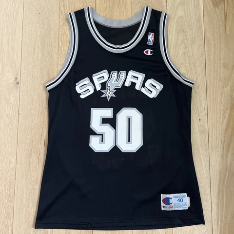 Vintage San Antonio Spurs DAVID ROBINSON Champion Jersey (Black #40) Men’s Sz 40 Cover